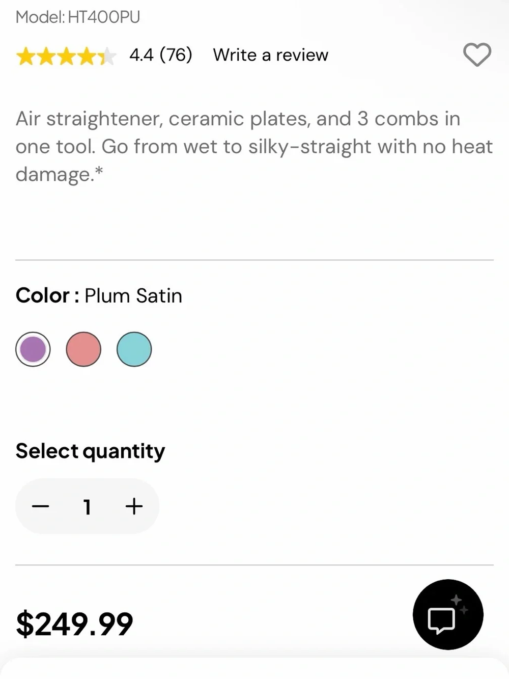 Shark SilkiPro™ Hair Straightener and Dryer in Plum Satin